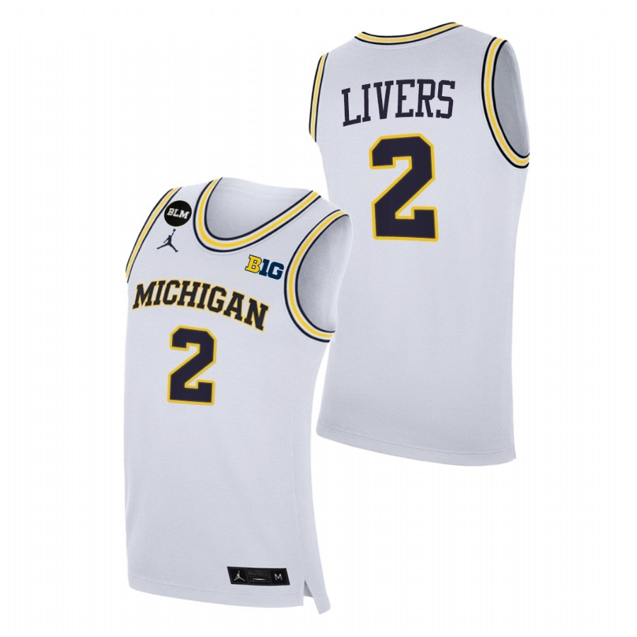 Michigan Wolverines Men's NCAA Isaiah Livers #2 White BLM College Basketball Jersey BXQ4149CQ